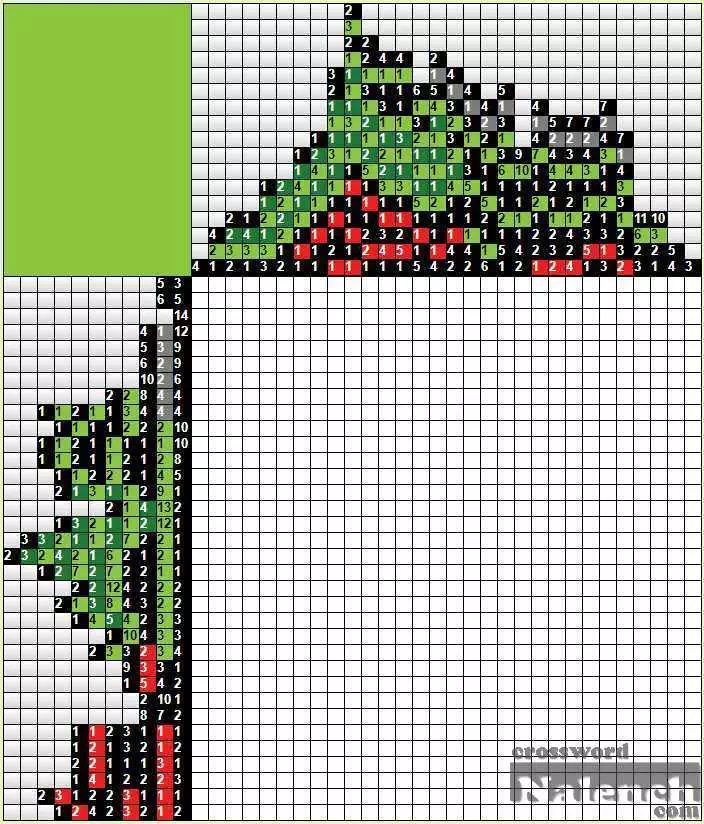 Цветной японский кроссворд «Крокодил» разгадывать онлайн бесплатно