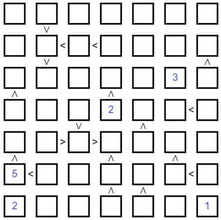 Solve Futoshiki 7x7 #1 Medium online