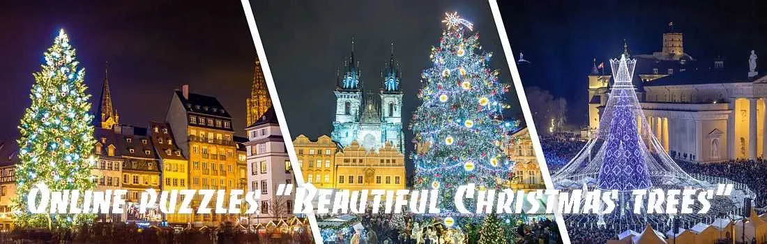 Online puzzles "Beautiful Christmas trees" to collect for free