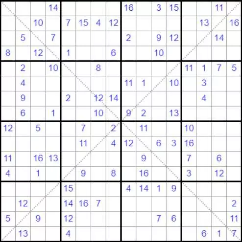 Solve Sudoku X 16x16 #4 Very Difficult online